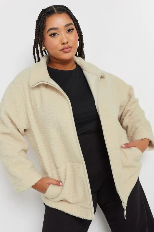 YOURS Curve Cream Teddy Borg Fleece Jacket