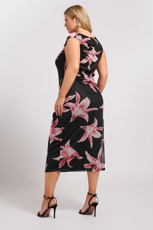 YOURS LONDON Curve Black Floral Print Slash Neck Dress 4 YOURS LONDON Curve Black Floral Print Slash Neck Dress