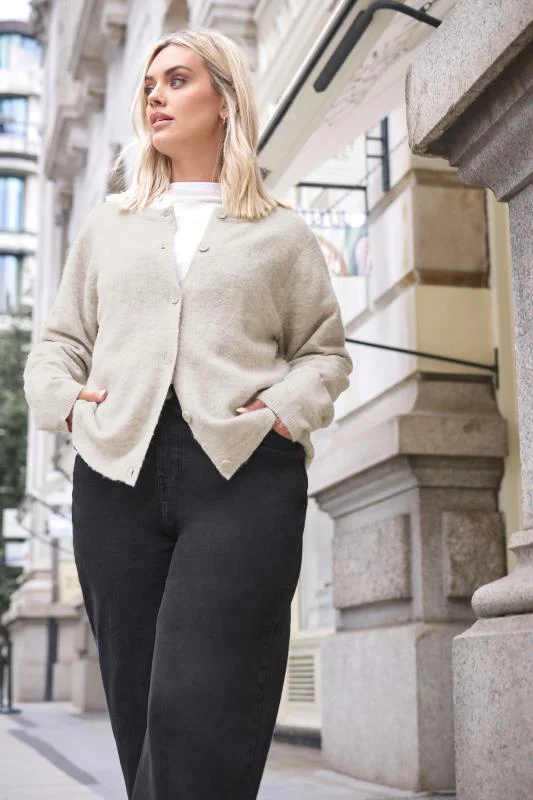 YOURS Curve Natural Brown Button Through Cardigan