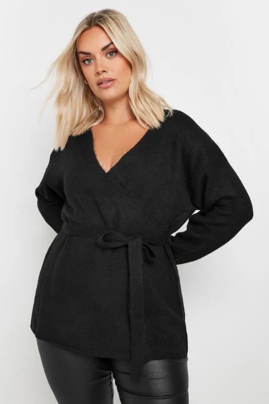 YOURS Curve Black Wrap Knit Jumper