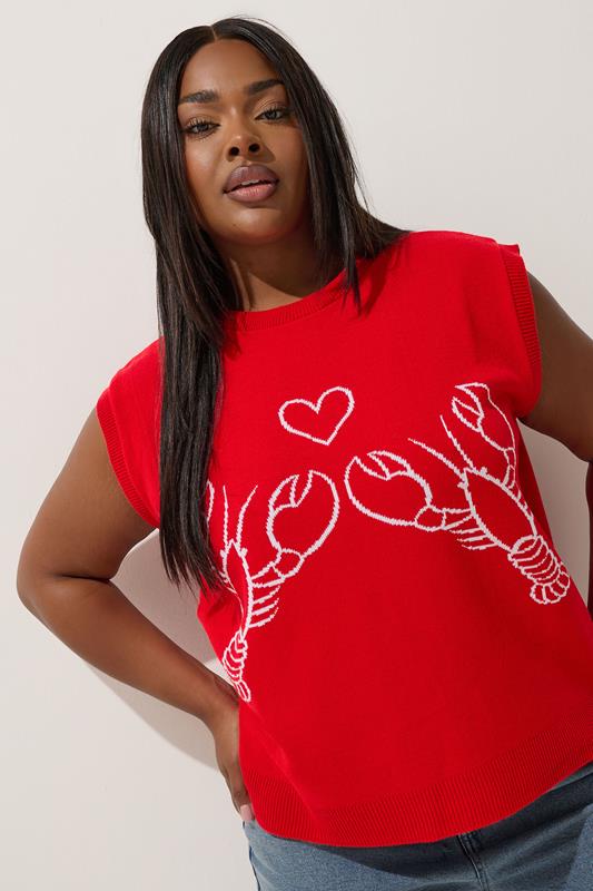 LIMITED COLLECTION Curve Red Lobster Knitted Vest Top