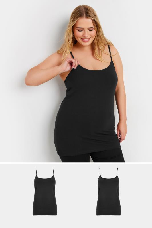 YOURS Curve 2 PACK Black Cami Tops