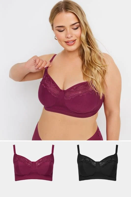 YOURS Curve 2 PACK Red & Black Non-Padded Non-Wired Bras