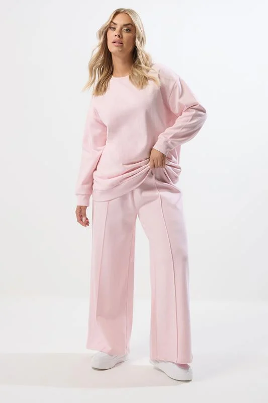 YOURS Curve Light Pink Sweatshirt & Wide Leg Jogger Set