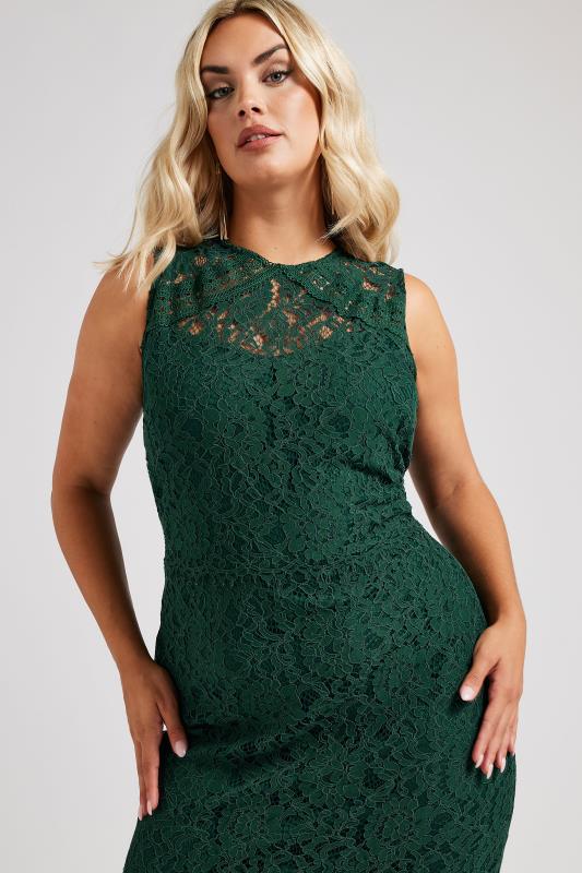 YOURS LONDON Curve Green Lace Midi Shift Dress 3 YOURS LONDON Curve Green Lace Midi Shift Dress