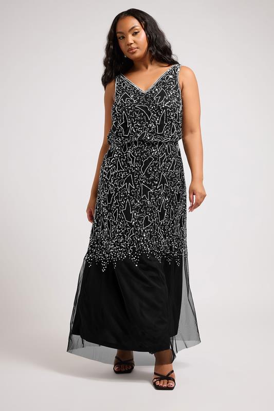 LUXE Curve Black Sequin Embellished Maxi Dress 4 LUXE Curve Black Sequin Embellished Maxi Dress