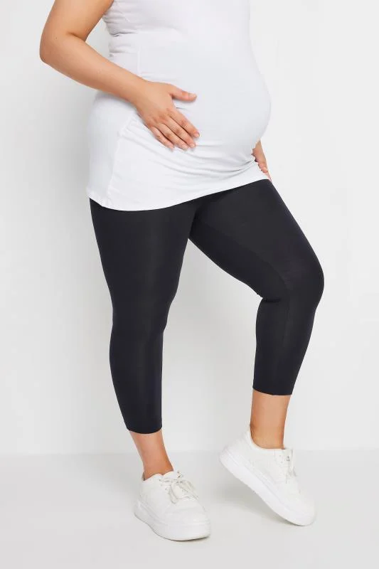 BUMP IT UP MATERNITY Curve Navy Blue Stretch Cropped Leggings