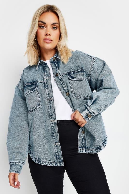 YOURS Curve Blue Quilted Denim Shacket 3 YOURS Curve Blue Quilted Denim Shacket