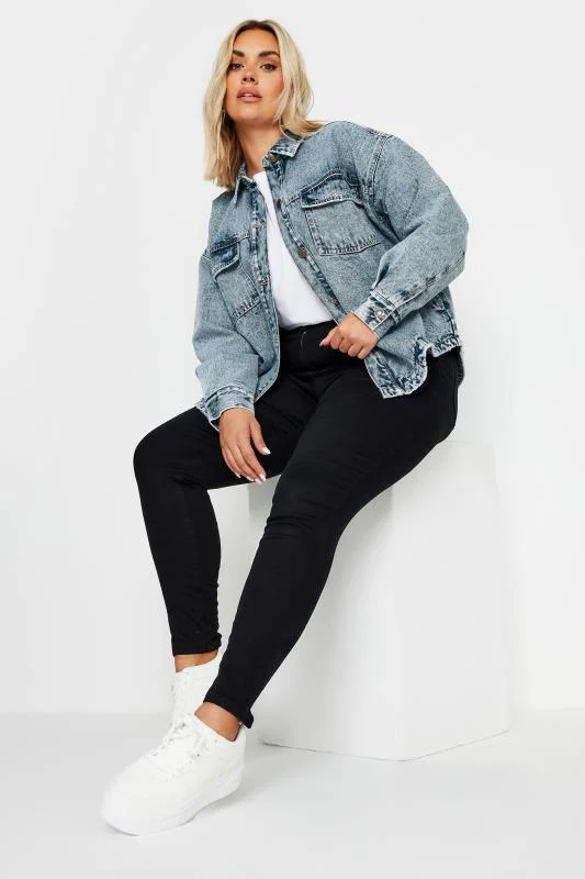 YOURS Curve Blue Quilted Denim Shacket 4 YOURS Curve Blue Quilted Denim Shacket