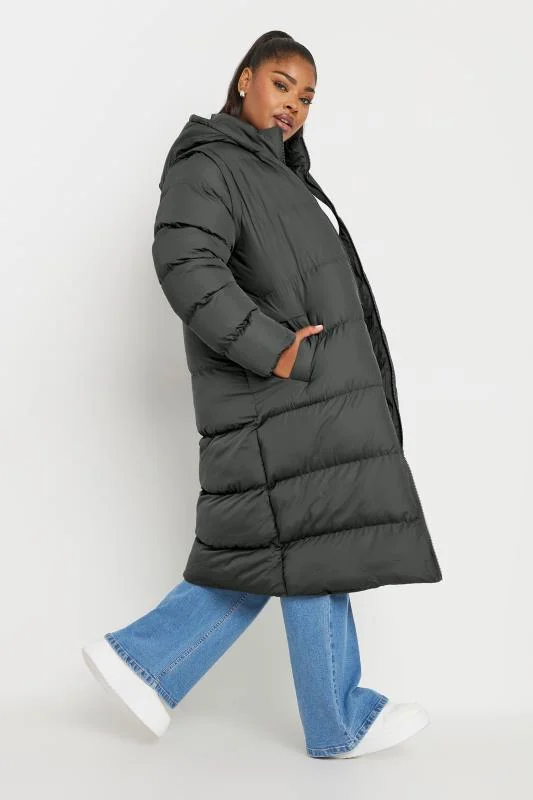 YOURS Curve Grey 2-In-1 Padded Longline Puffer Coat