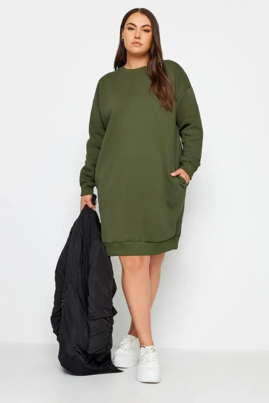 YOURS Curve Khaki Green Sweatshirt Dress