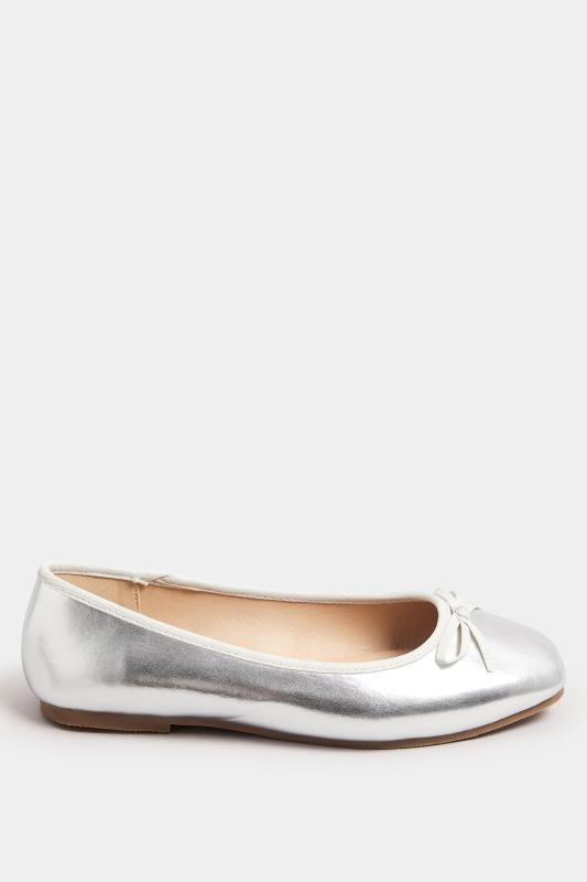 Silver Chisel Toe Ballerina Pumps In Extra Wide EEE Fit 4 Silver Chisel Toe Ballerina Pumps In Extra Wide EEE Fit