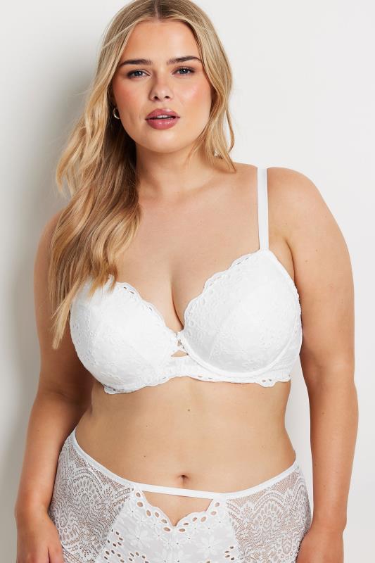 YOURS Curve White Broderie Padded T-Shirt Bra