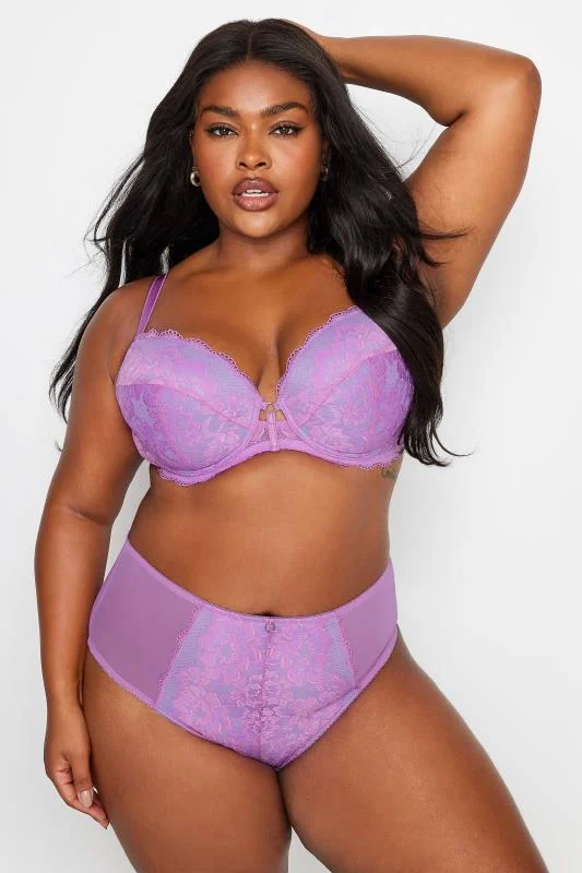 YOURS Curve Lilac Purple Lace High Waisted Full Briefs 3 YOURS Curve Lilac Purple Lace High Waisted Full Briefs