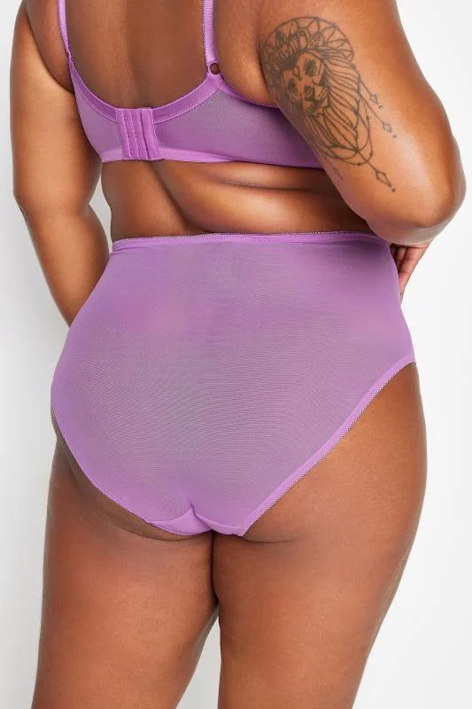 YOURS Curve Lilac Purple Lace High Waisted Full Briefs 4 YOURS Curve Lilac Purple Lace High Waisted Full Briefs
