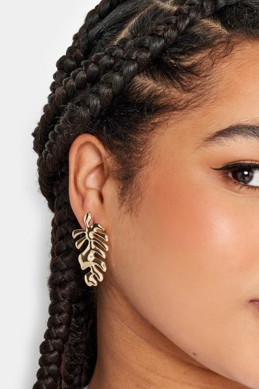 Gold Tone Leaf Stud Earrings