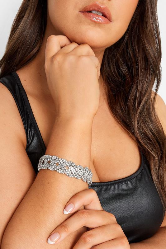 Silver Tone Diamante Plaited Bracelet 5 Silver Tone Diamante Plaited Bracelet