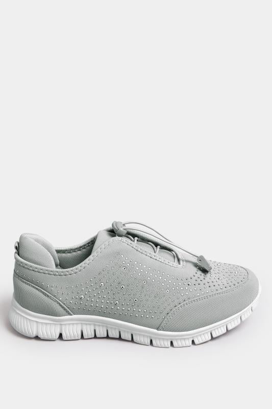 Grey Embellished Trainers In Wide E Fit & Extra Wide EEE Fit 4 Grey Embellished Trainers In Wide E Fit & Extra Wide EEE Fit