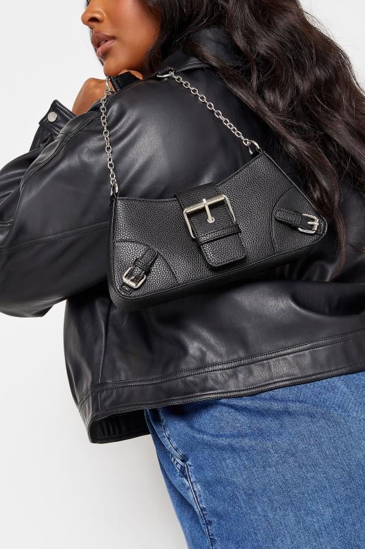 Black Triple Buckle Detail Shoulder Bag 3 Black Triple Buckle Detail Shoulder Bag