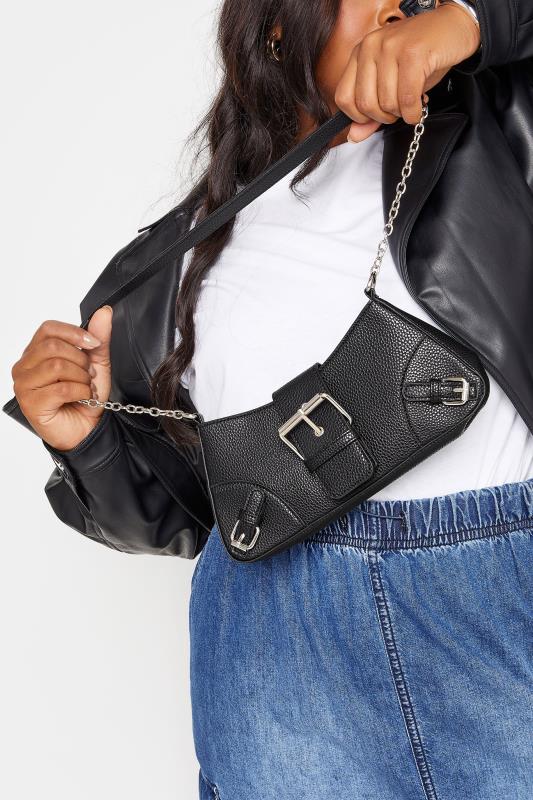 Black Triple Buckle Detail Shoulder Bag 4 Black Triple Buckle Detail Shoulder Bag