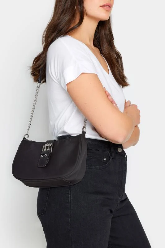 Black Front Buckle Detail Shoulder Bag