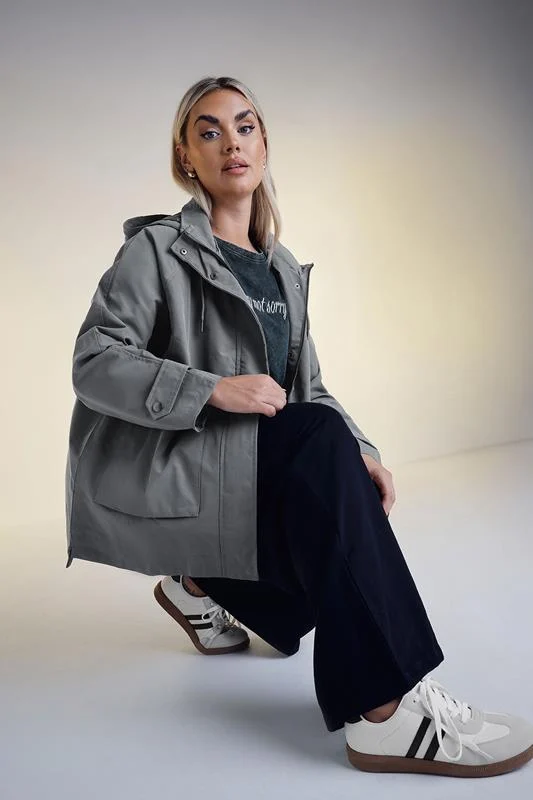 YOURS Curve Charcoal Grey Raglan Lightweight Jacket
