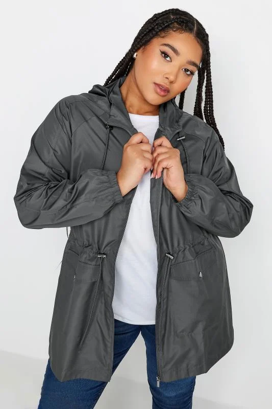 YOURS Curve Dark Grey Lightweight Parka Jacket