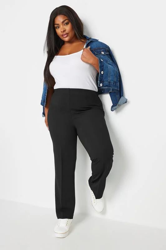 YOURS BESTSELLER Curve Black Pull On Ribbed Bootcut Stretch Trousers 4 YOURS BESTSELLER Curve Black Pull On Ribbed Bootcut Stretch Trousers
