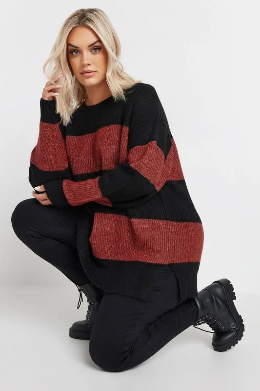 YOURS Curve Red Stripe Knit Jumper