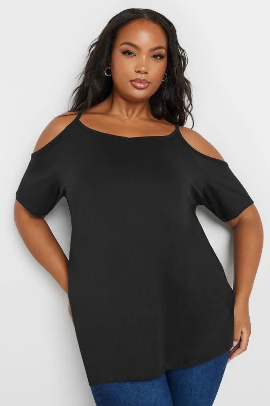 YOURS Curve Black Cold Shoulder T-Shirt