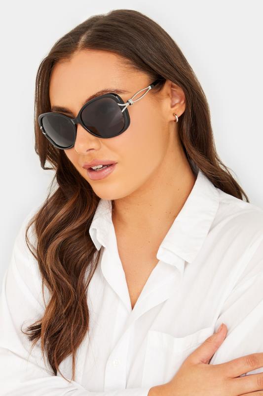 Black Oversized Diamante Knot Sunglasses