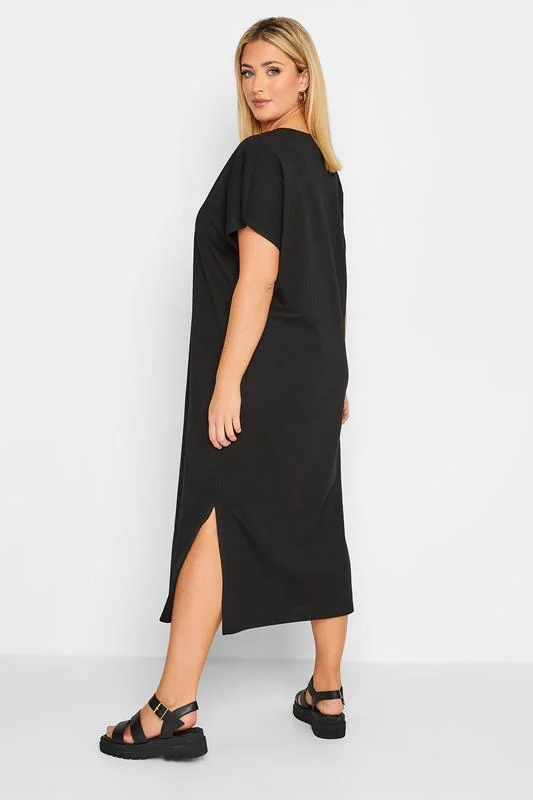 YOURS Curve Black Side Split Midaxi T-Shirt Dress 4 YOURS Curve Black Side Split Midaxi T-Shirt Dress