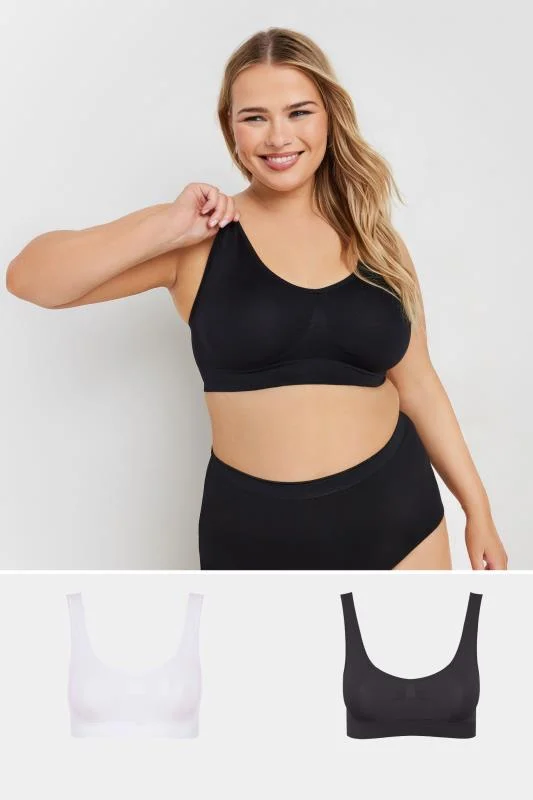 YOURS 2 PACK White & Black Seamless Non-Padded Non-Wired Bralettes