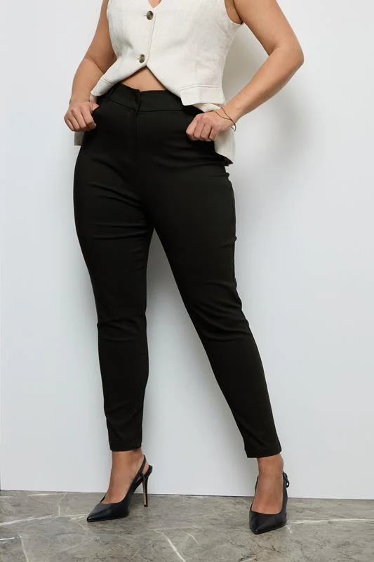 YOURS Curve Black Bengaline Slim Leg Stretch Trousers