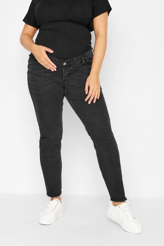 BUMP IT UP MATERNITY Curve Washed Black Push Up Stretch AVA Jeans