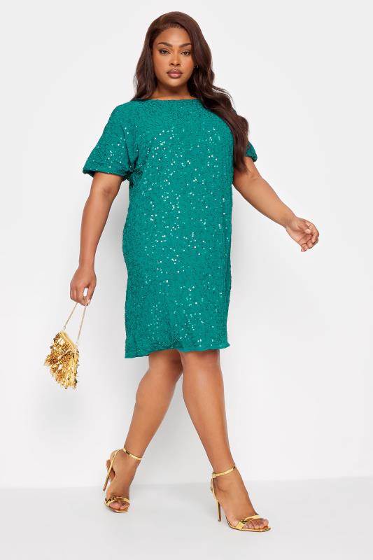 LUXE Curve Teal Green Sequin Hand Embellished Cape Dress 3 LUXE Curve Teal Green Sequin Hand Embellished Cape Dress