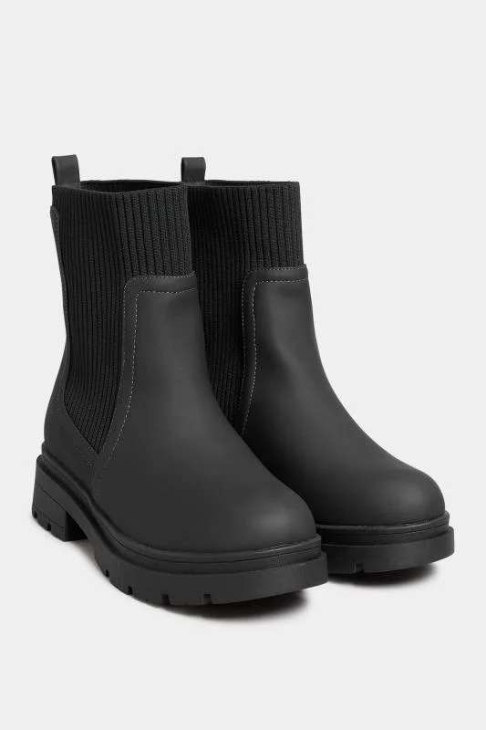 YOURS Curve Black Sock Chelsea Boots In Wide E Fit & Extra Wide EEE Fit 3 YOURS Curve Black Sock Chelsea Boots In Wide E Fit & Extra Wide EEE Fit