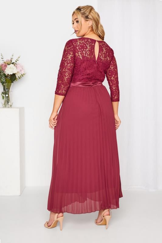 YOURS LONDON Curve Burgundy Red Lace Pleated Maxi Dress 4 YOURS LONDON Curve Burgundy Red Lace Pleated Maxi Dress