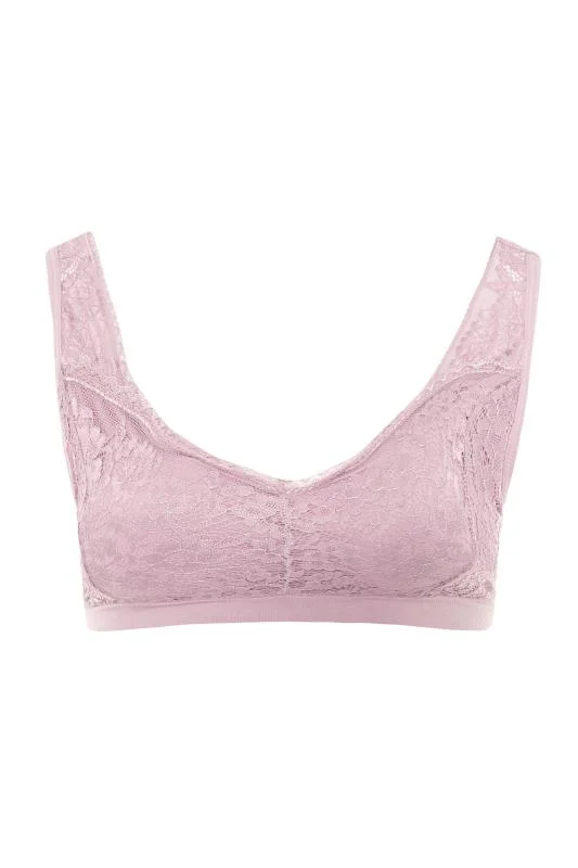 YOURS Curve Pink Seamless Lace Padded Non-Wired Bralette 4 YOURS Curve Pink Seamless Lace Padded Non-Wired Bralette