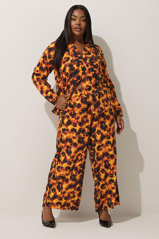 LIMITED COLLECTION Curve Orange Tortoise Shell Wide Leg Trousers