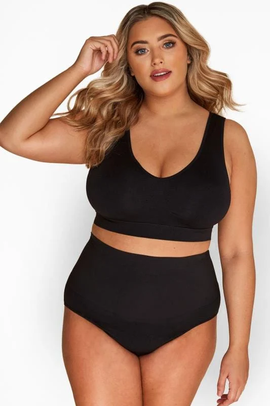 YOURS Curve Black Seamless Control High Waisted Full Briefs