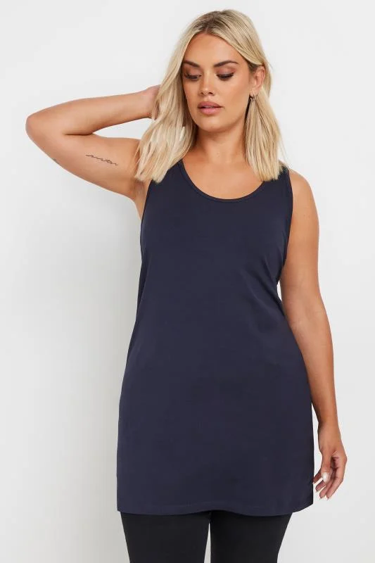 YOURS Curve Navy Blue Longline Vest Top