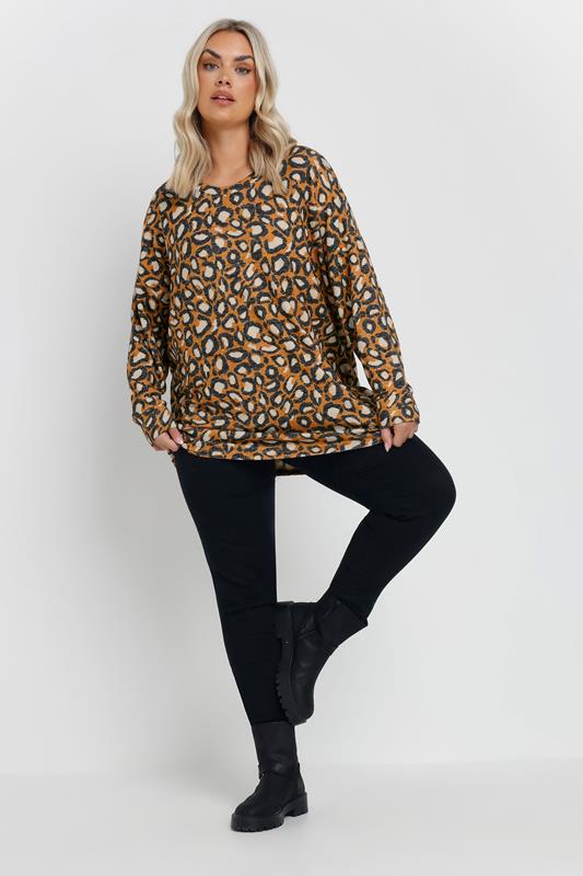 YOURS Curve Orange Leopard Print Jumper 3 YOURS Curve Orange Leopard Print Jumper