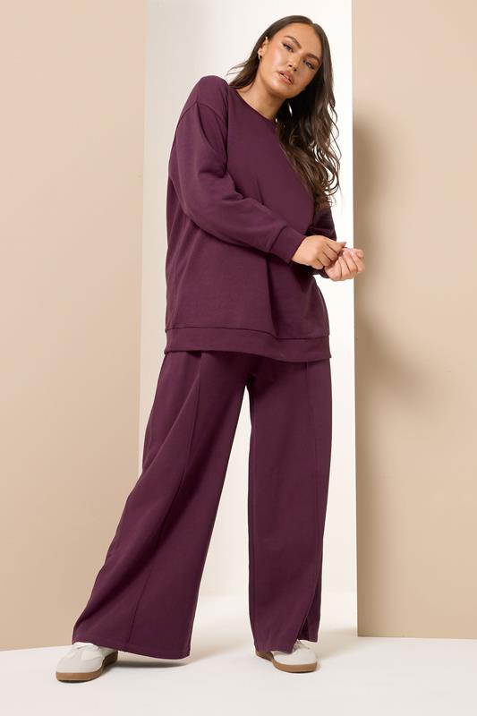 YOURS Curve Burgundy Red Sweatshirt & Wide Leg Jogger Set 3 YOURS Curve Burgundy Red Sweatshirt & Wide Leg Jogger Set
