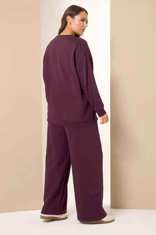 YOURS Curve Burgundy Red Sweatshirt & Wide Leg Jogger Set 4 YOURS Curve Burgundy Red Sweatshirt & Wide Leg Jogger Set