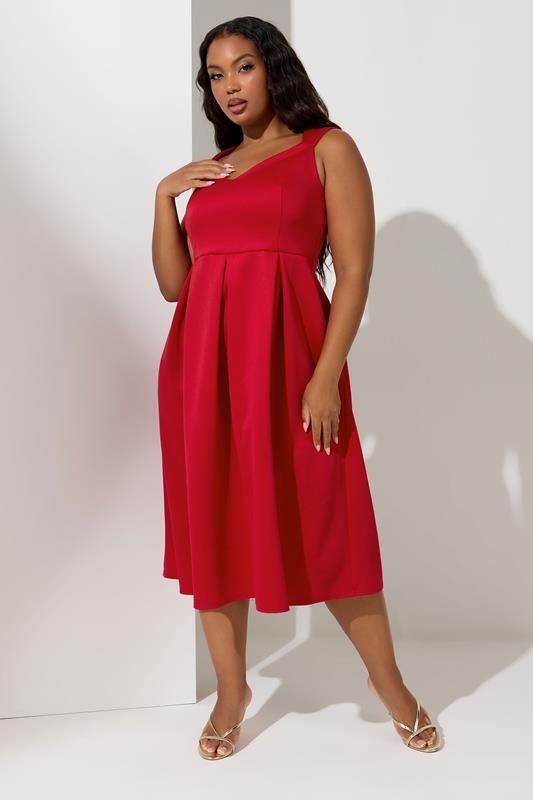 YOURS LONDON Curve Red Sweetheart Midaxi Skater Dress 3 YOURS LONDON Curve Red Sweetheart Midaxi Skater Dress