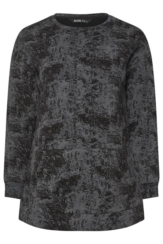 YOURS Curve Black Abstract Pocket Sweatshirt