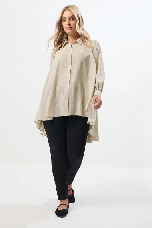 YOURS Curve Natural Brown Dipped Hem Shirt 3 YOURS Curve Natural Brown Dipped Hem Shirt
