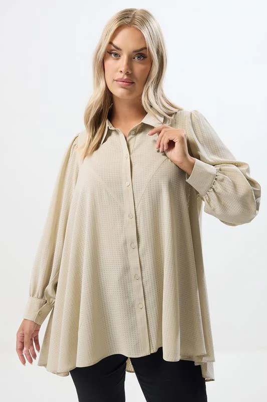 YOURS Curve Natural Brown Dipped Hem Shirt 5 YOURS Curve Natural Brown Dipped Hem Shirt