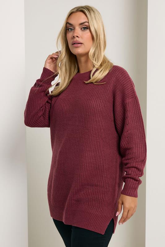 YOURS Curve Berry Red Drop Shoulder Jumper